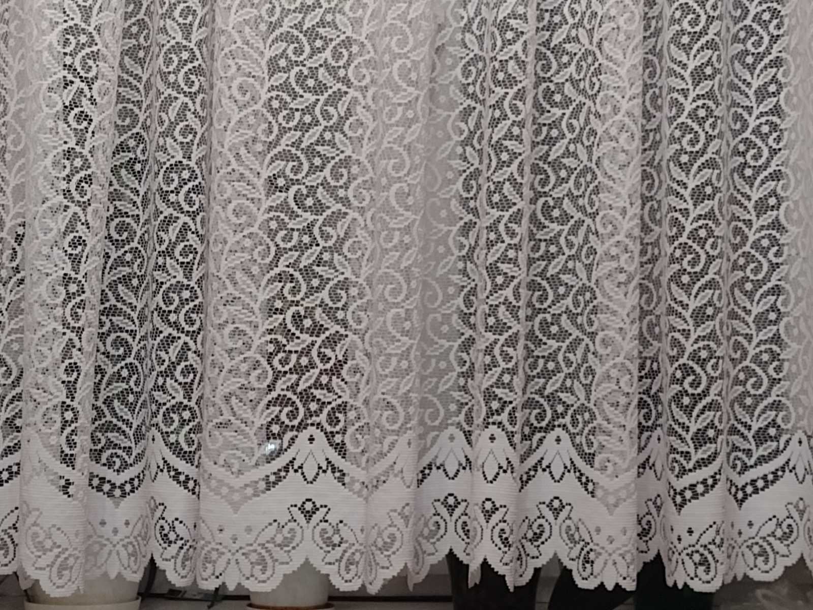 Тюль кружевная белая, короткая, до подоконника, на кухню, на веранду, высота 1,60м, Турция